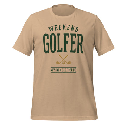 Weekend Golfer vintage golf wordmark tee — Tan, front