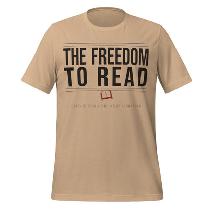 The Freedom to Read school librarian tee — Tan, front