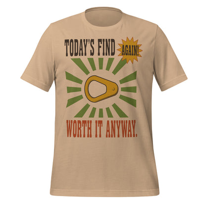 Today's Find pull tab retro metal detecting tee — Tan, front