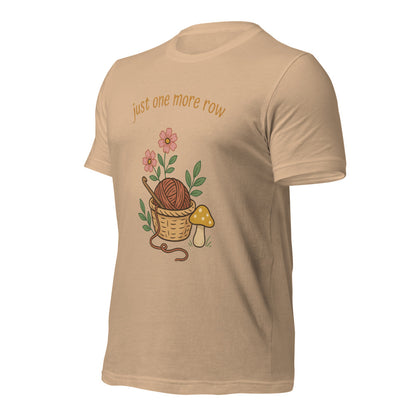 Just One More Row crochet cottagecore tee — Tan, front-right