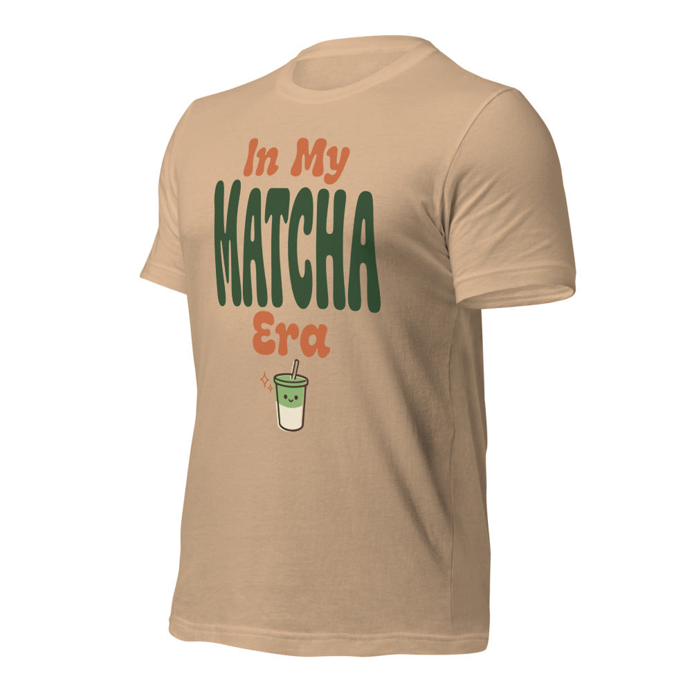 In My Matcha Era retro matcha tee — Tan, front-right