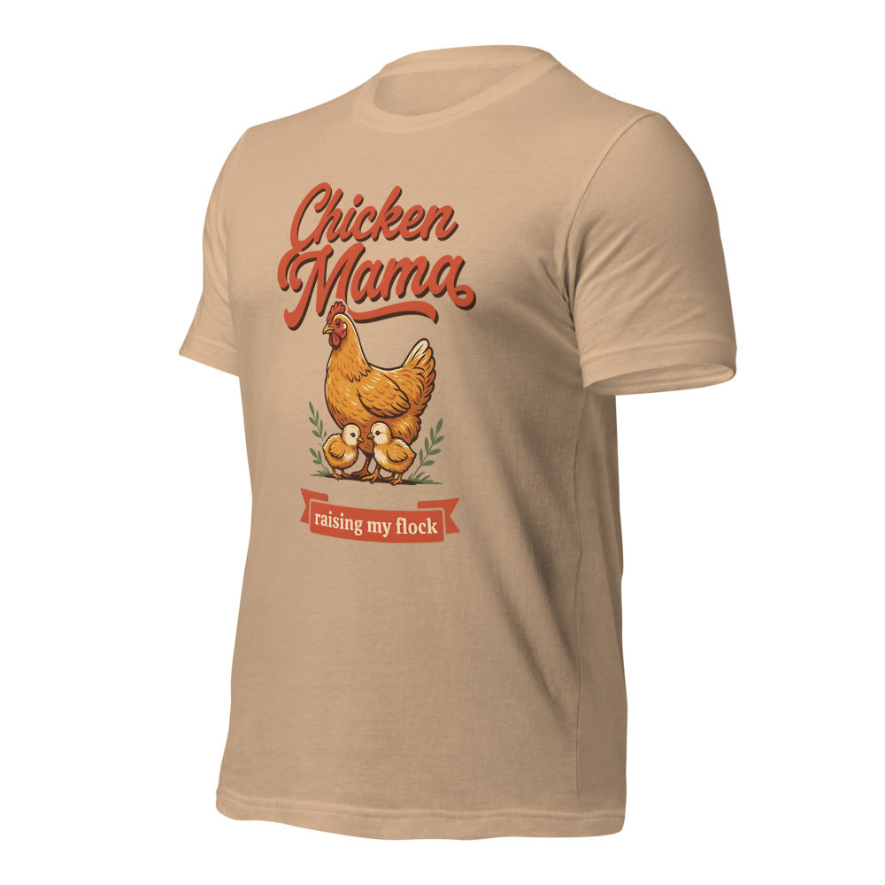 Chicken Mama raising my flock chicken keeper tee — Tan, front-right