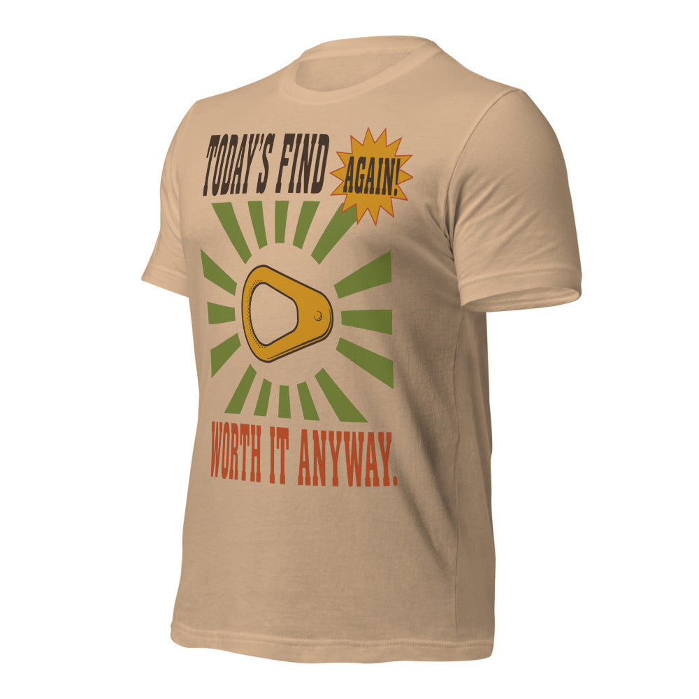 Today's Find pull tab retro metal detecting tee — Tan, front-right