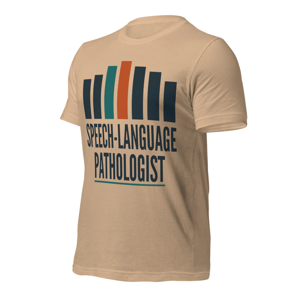 Mid-Century Clinic speech therapy tee — Tan, front-right