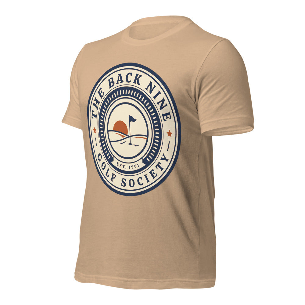 The Back Nine vintage golf roundel tee — Tan, front-right