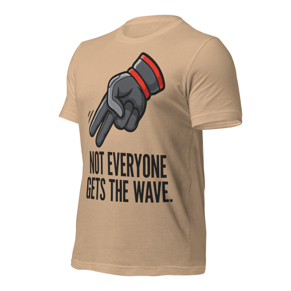 Not Everyone Gets The Wave biker wave motorcycle tee — Tan, front-right