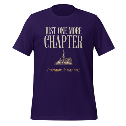 Just One More Chapter book lover dark academia tee — Team Purple, front