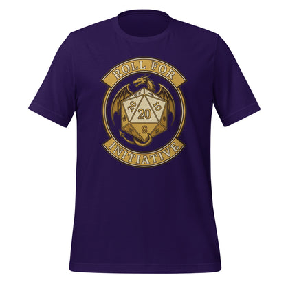 Roll For Initiative d20 dragon tabletop RPG tee — Team Purple, front