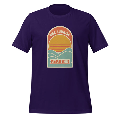 Sober Shirt, One Sunrise at a Time Tee, Recovery Milestone Gift — Retro Rising Sun Sobriety Tee
