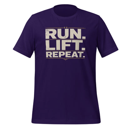 Run Lift Repeat vintage athletic tee — Team Purple, front