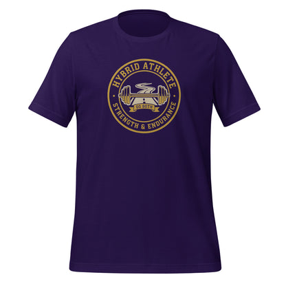 Hybrid Athlete vintage athletic-department crest tee — Team Purple, front