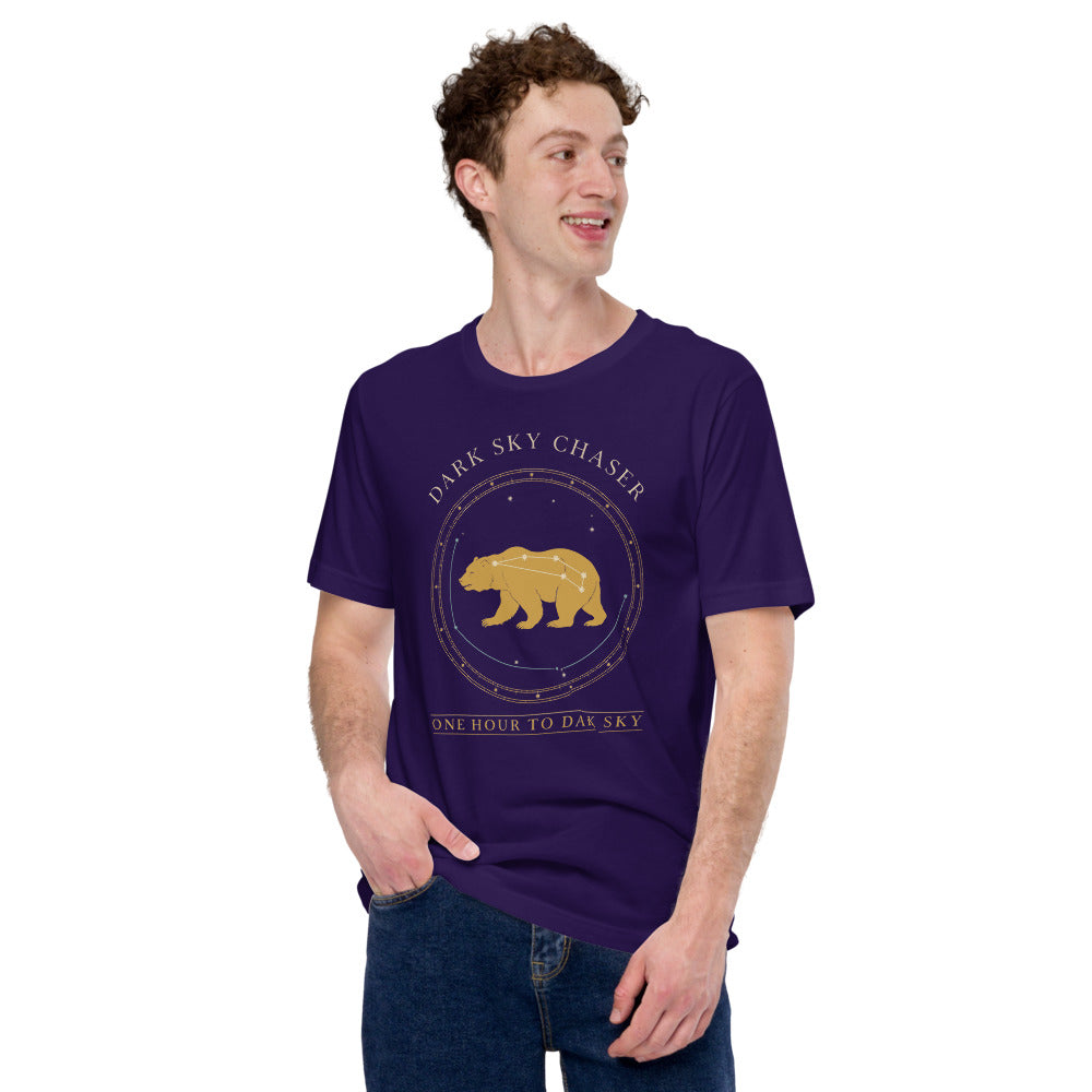 Dark Sky Chaser Ursa Major constellation astronomy tee — Team Purple, on model