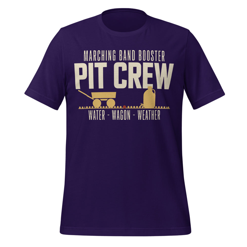 Pit Crew marching band booster t-shirt — Team Purple, front