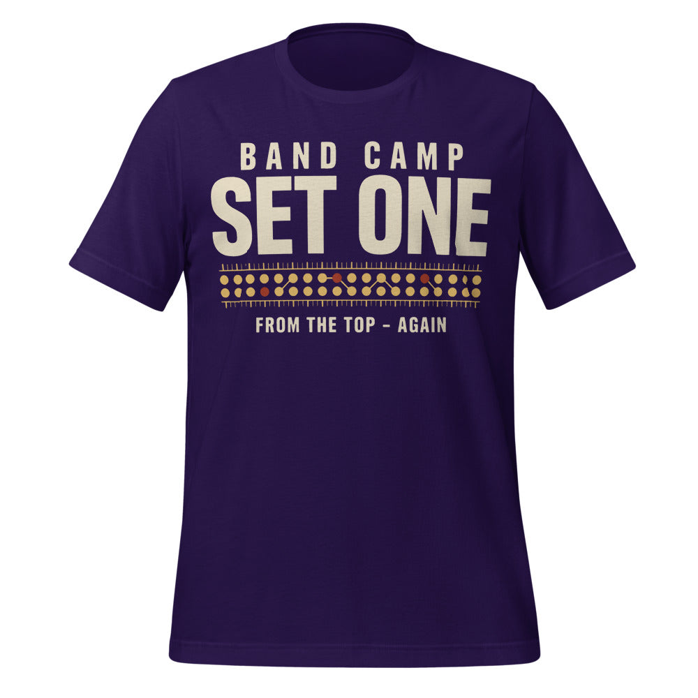 Set One marching band drill chart t-shirt — Team Purple, front