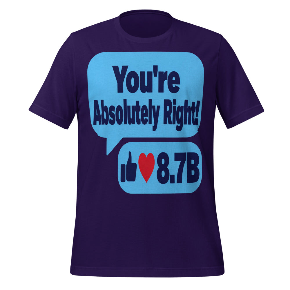 You're Absolutely Right AI unisex t-shirt — Team Purple, front