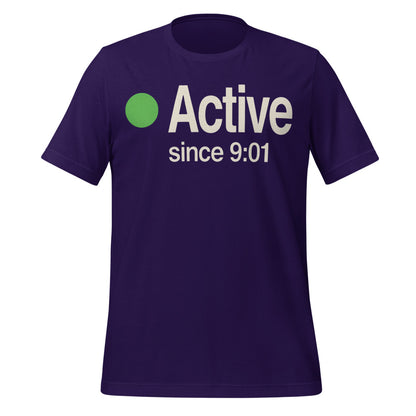Active Since 9:01 presence status unisex t-shirt — Team Purple, front