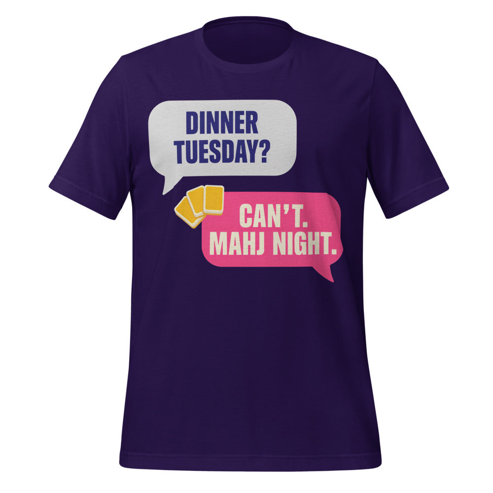 Mahj Night funny mahjong tee — Team Purple, front