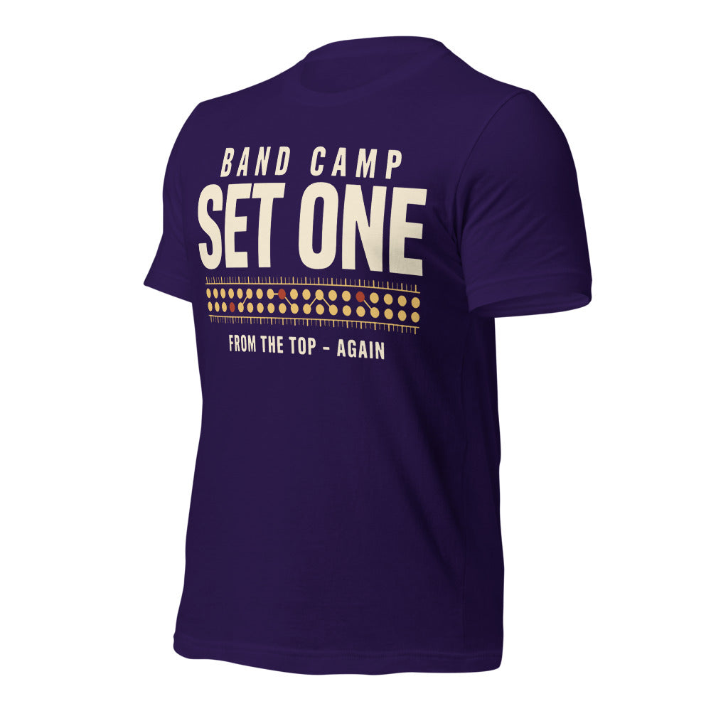 Set One marching band drill chart t-shirt — Team Purple, front-right
