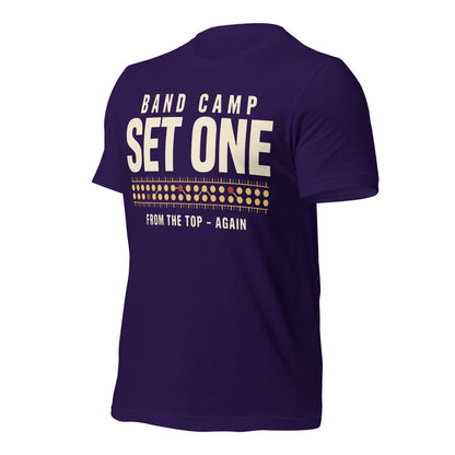 Set One marching band drill chart t-shirt — Team Purple, front-right