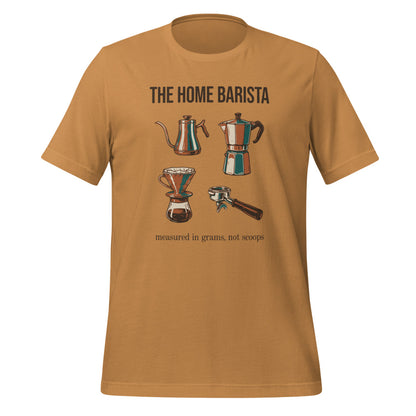 The Home Barista specialty coffee tee — Toast, front