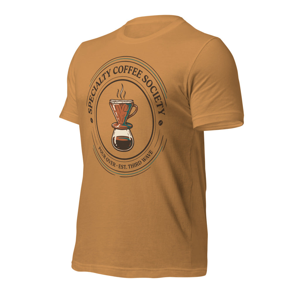 Specialty Coffee Society specialty coffee tee — Toast, front-right
