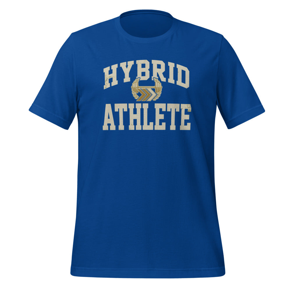 Hybrid Athlete vintage varsity tee — True Royal, front