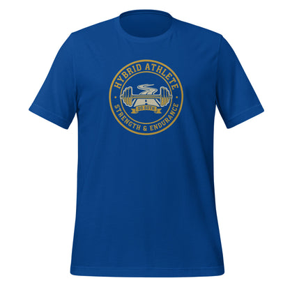Hybrid Athlete vintage athletic-department crest tee — True Royal, front