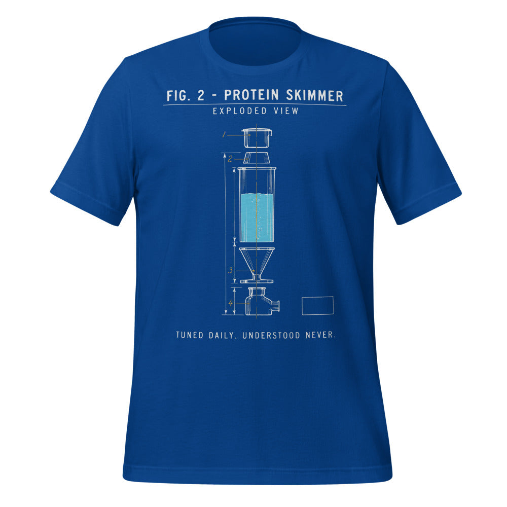 Protein Skimmer Exploded View reef tank saltwater aquarium t-shirt — True Royal, front
