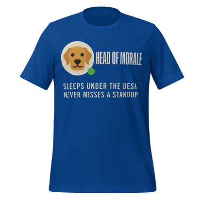 Head of Morale dog profile card unisex t-shirt — True Royal, front