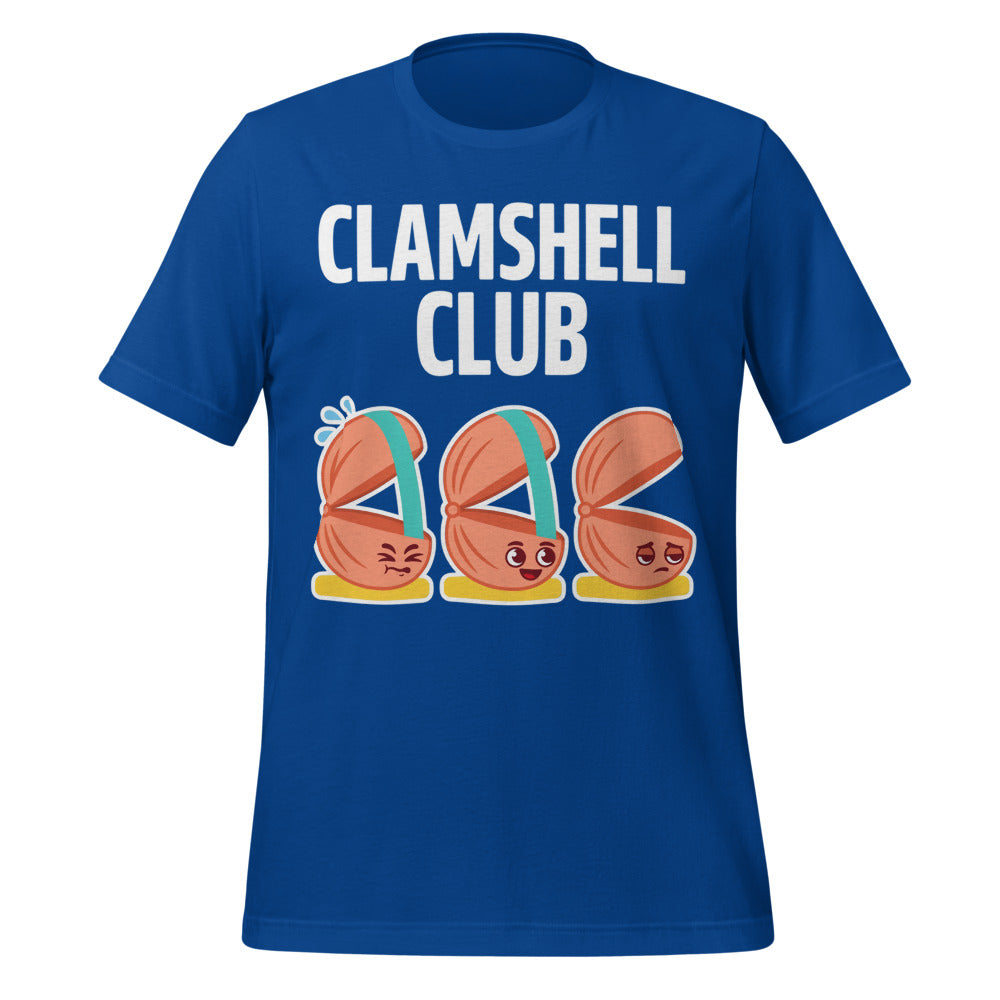 Clamshell Club funny physical therapy tee — True Royal, front