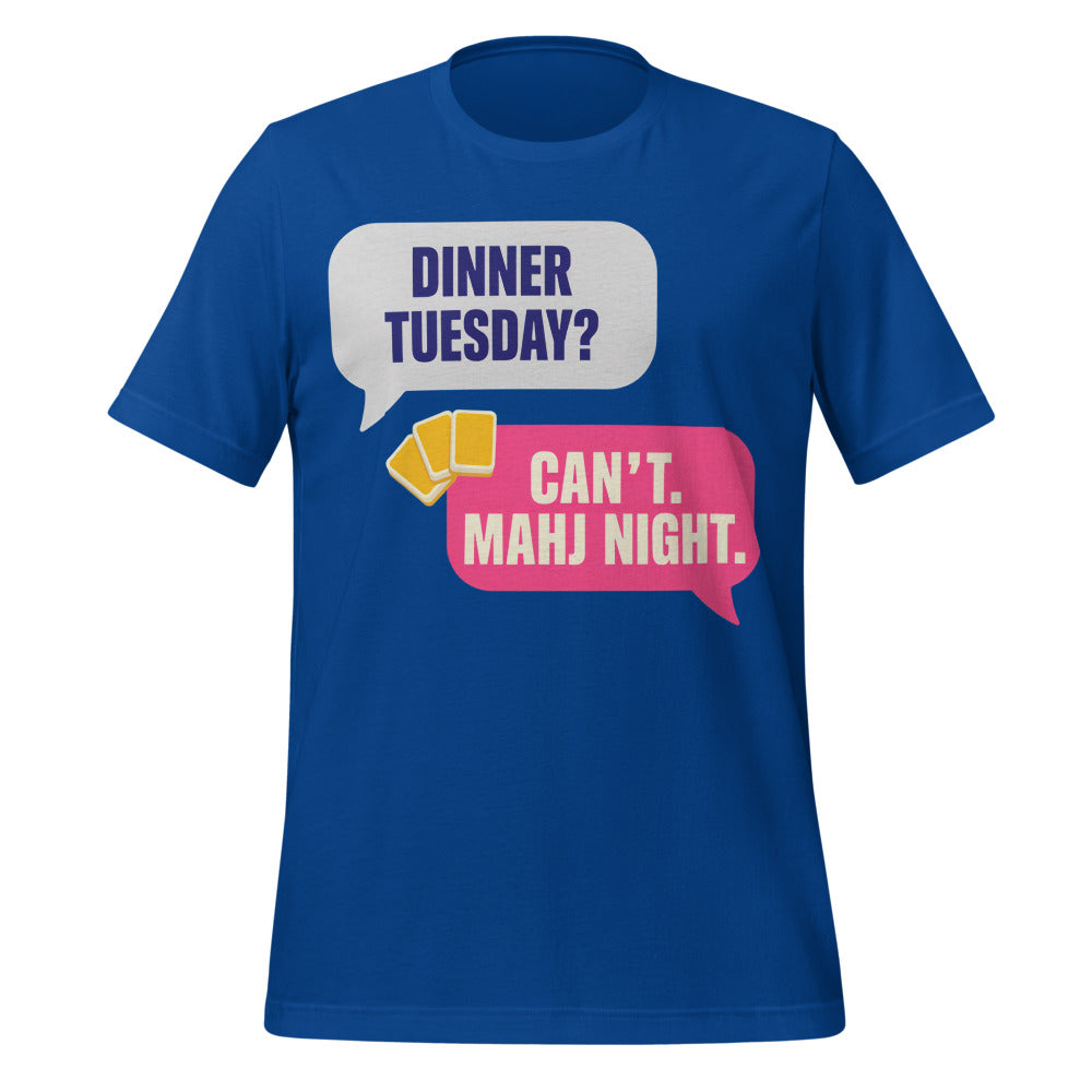 Mahj Night funny mahjong tee — True Royal, front
