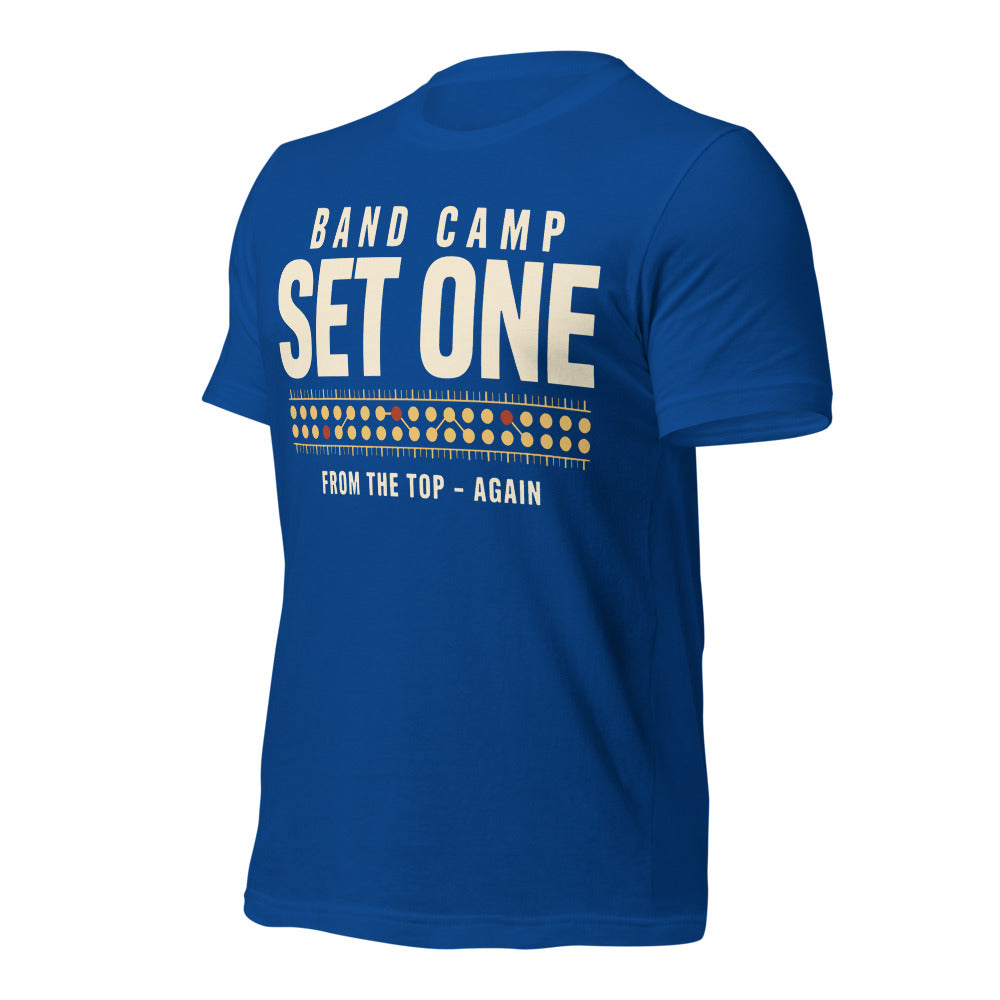Set One marching band drill chart t-shirt — True Royal, front-right