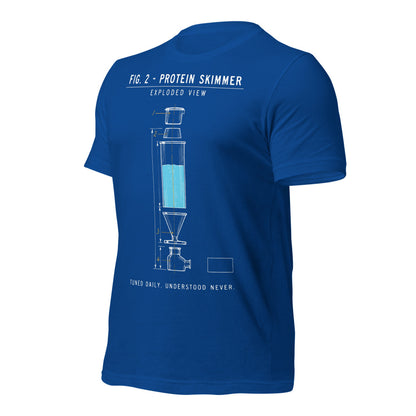 Protein Skimmer Exploded View reef tank saltwater aquarium t-shirt — True Royal, front-right