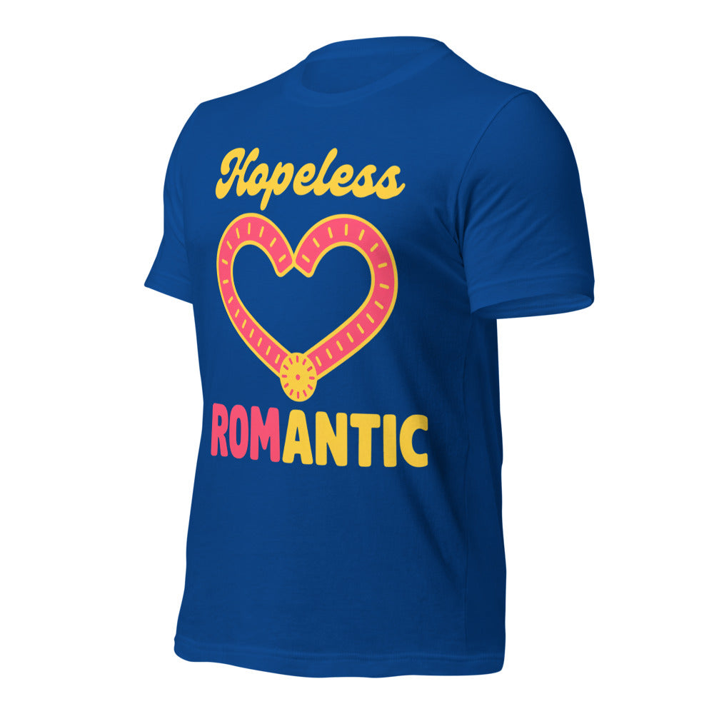 Hopeless ROMantic funny physical therapy tee — True Royal, front-right