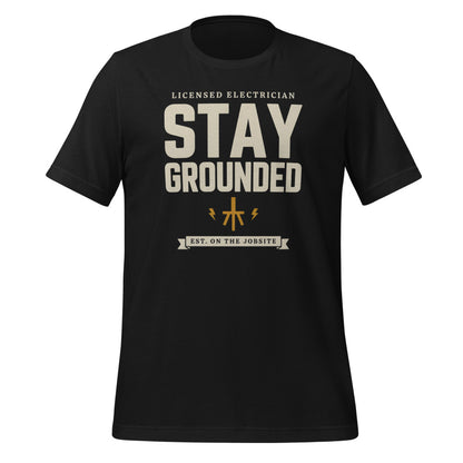 Stay Grounded funny electrician tee — Vintage Black, front