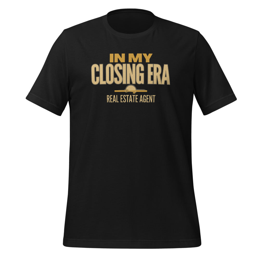 In My Closing Era real estate agent tee — Vintage Black, front