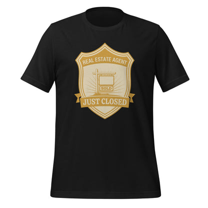 Just Closed real estate agent tee — Vintage Black, front