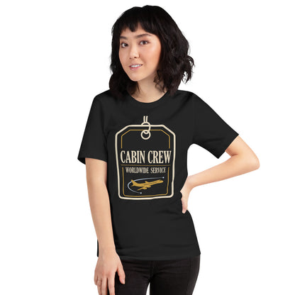 Worldwide Service cabin crew tee — Vintage Black, on model