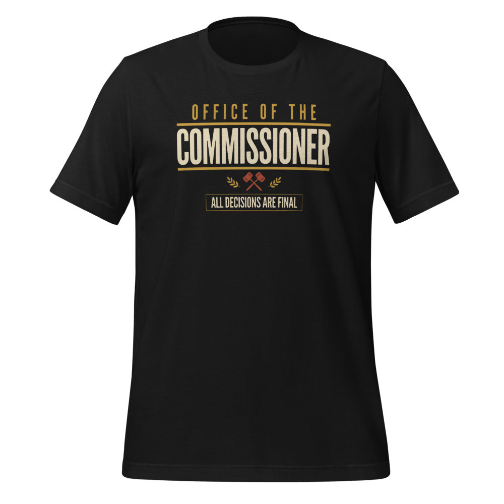Office of the Commissioner fantasy football draft tee — Vintage Black, front