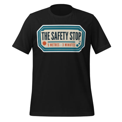 The Safety Stop vintage scuba diving travel decal t-shirt — Vintage Black, front
