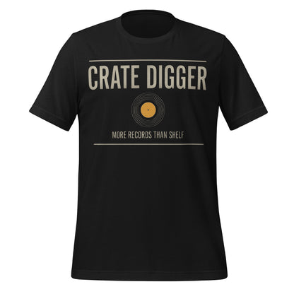 Crate Digger vinyl record tee — Vintage Black, front