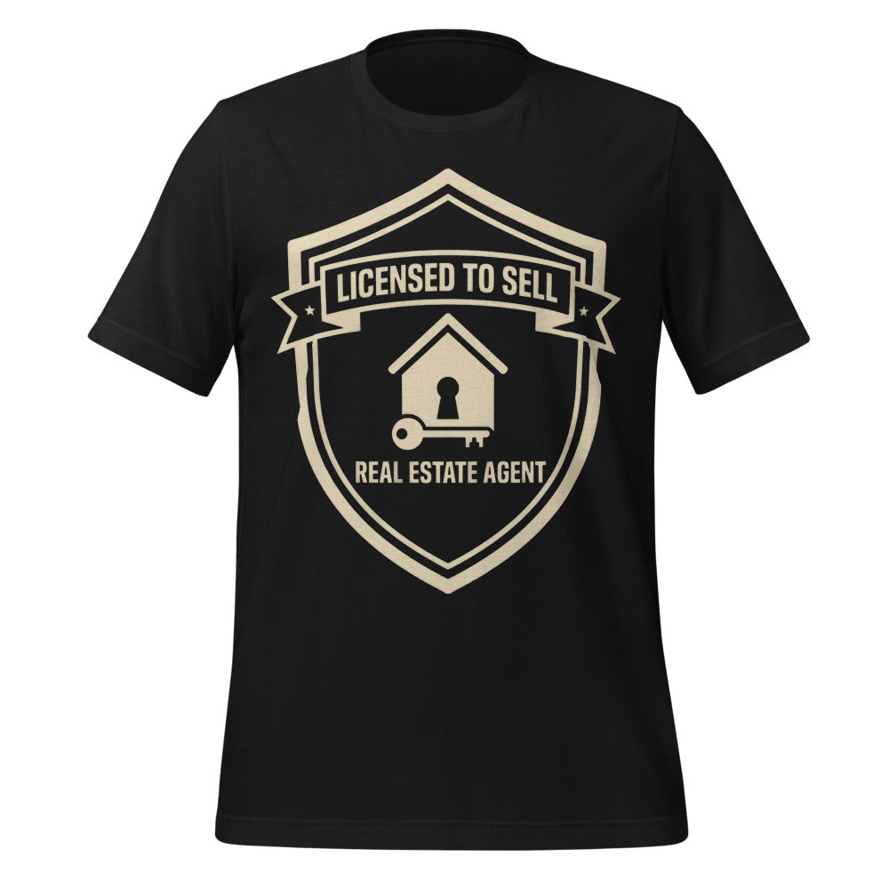 Licensed to Sell real estate agent tee — Vintage Black, front