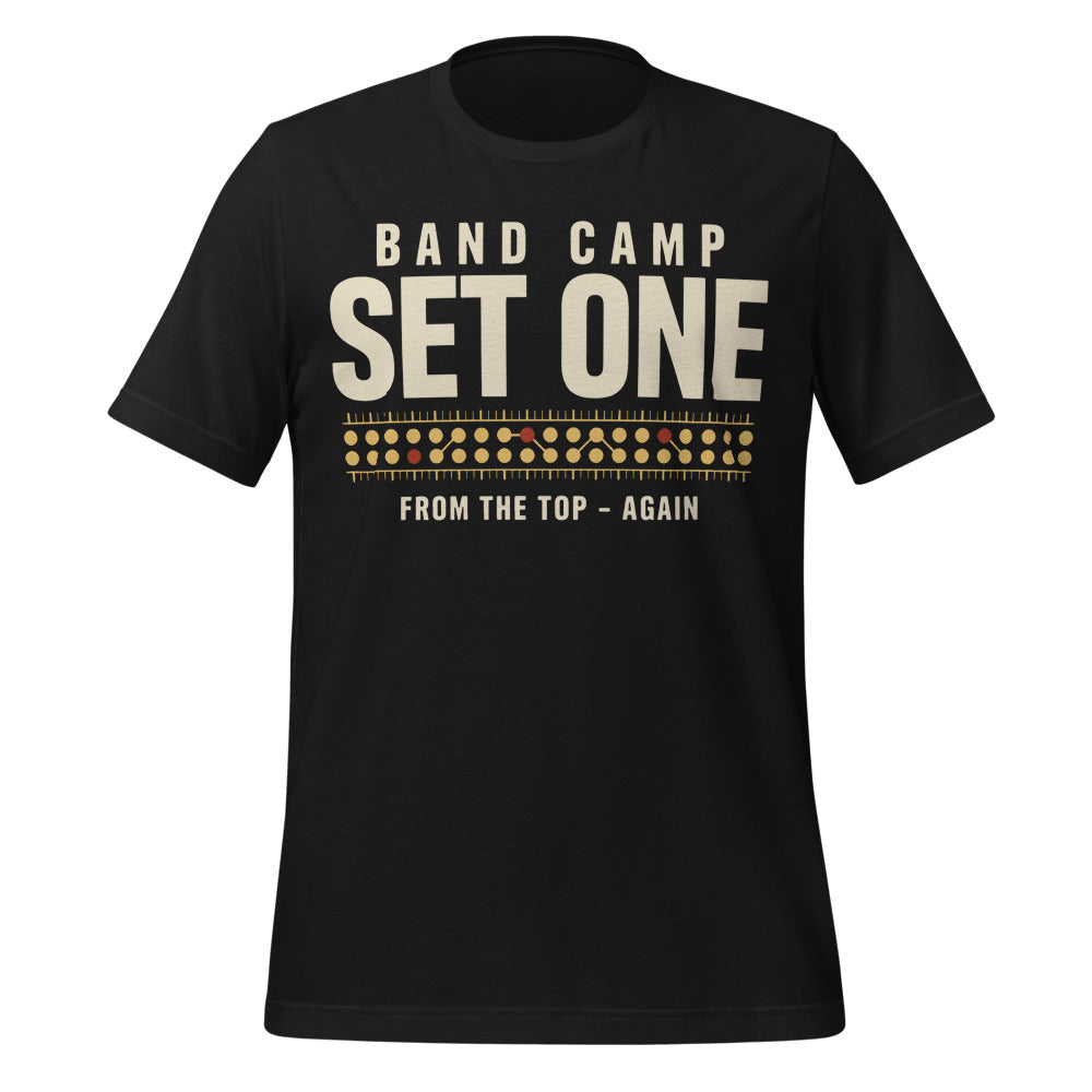 Set One marching band drill chart t-shirt — Vintage Black, front