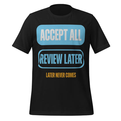 Accept All Review Later tee — Vintage Black, front