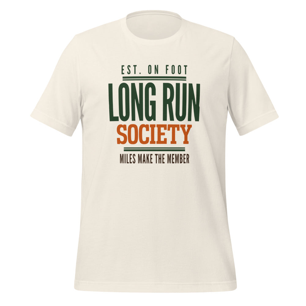 Long Run Society retro running tee — Vintage White, front