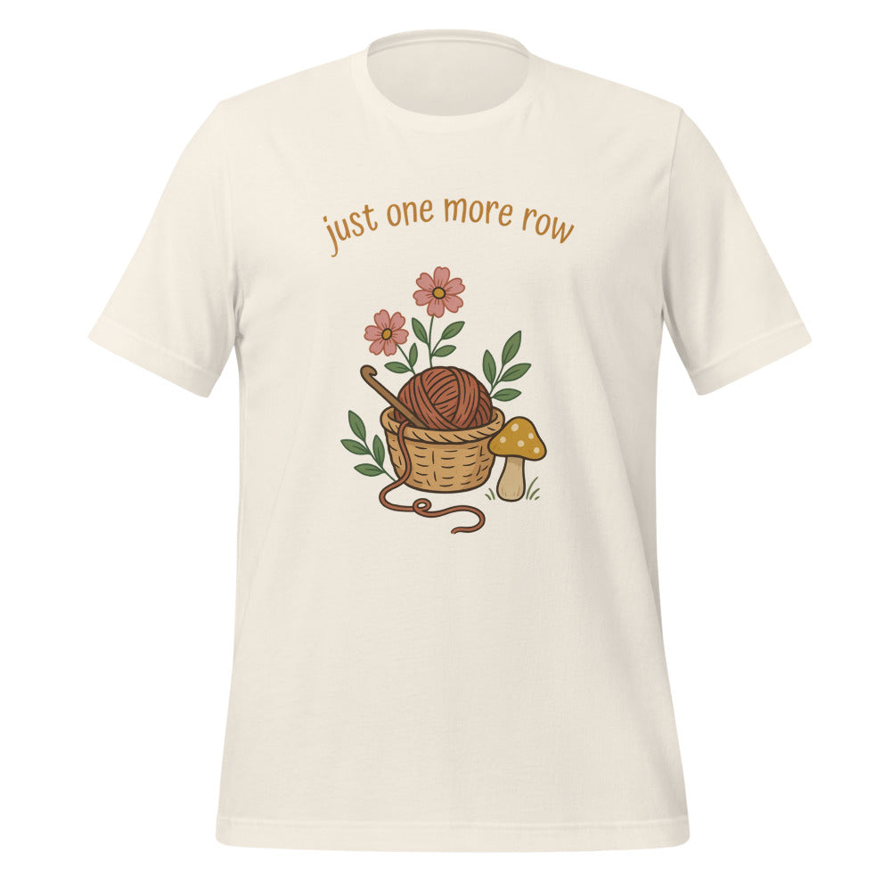 Just One More Row crochet cottagecore tee — Vintage White, front