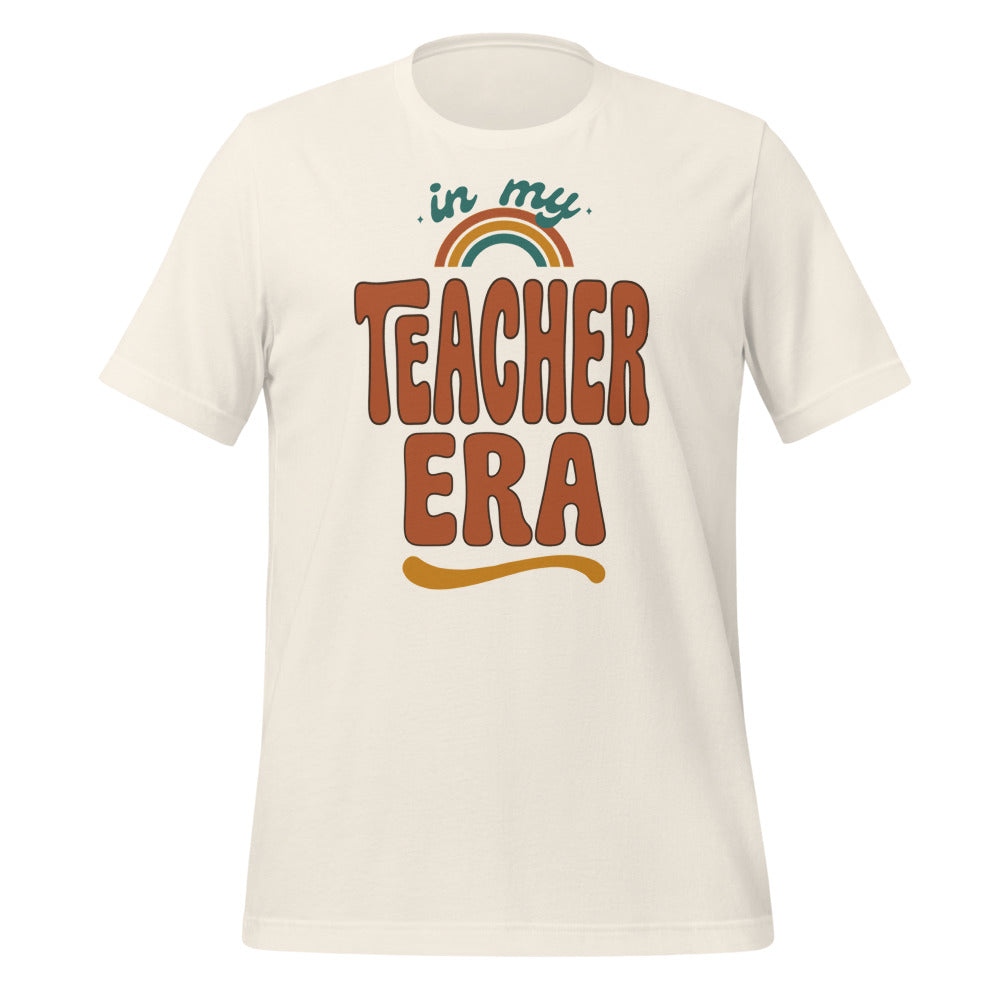 In My Teacher Era retro groovy teacher tee — Vintage White, front
