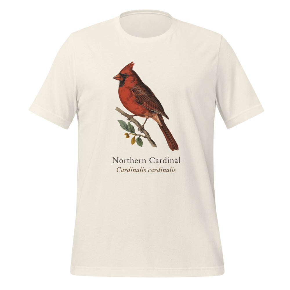 Northern Cardinal vintage field-guide tee — Vintage White, front