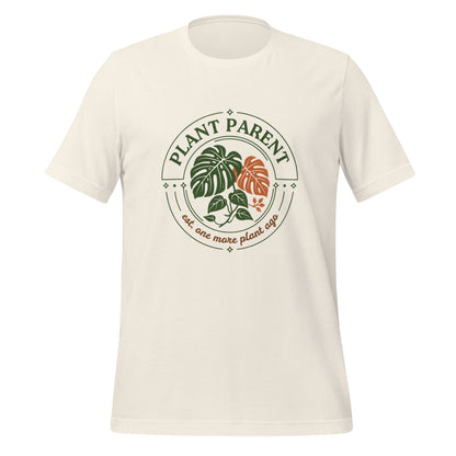 Plant Parent retro botanical badge tee — Vintage White, front