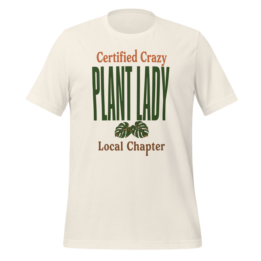 Certified Crazy Plant Lady retro botanical tee — Vintage White, front